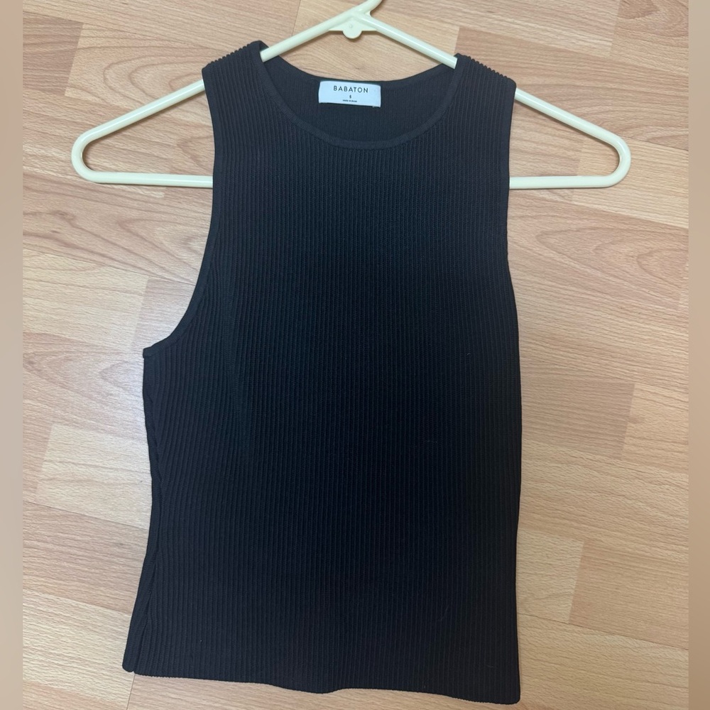 Aritzia Babaton Black Ribbed Tank Top